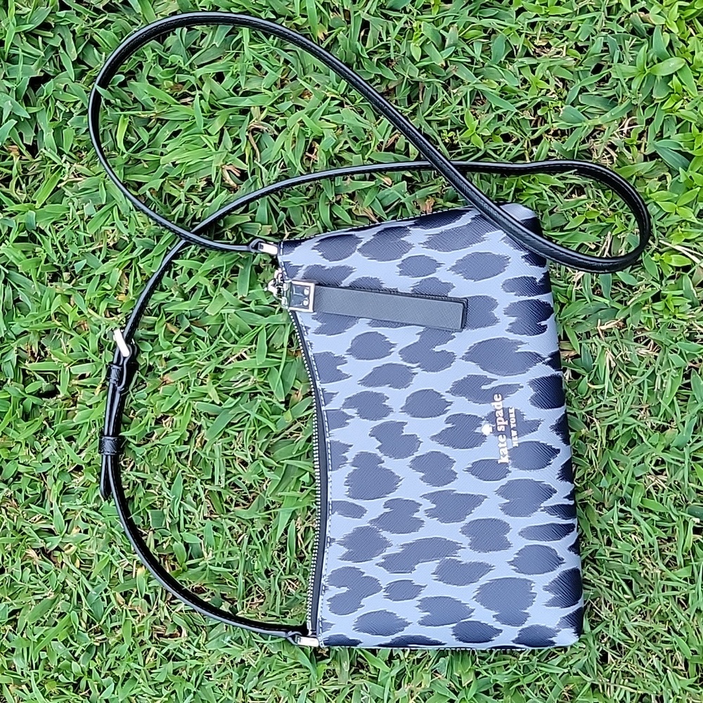 Kate Spade Sadie Crossbody Bag Black and Gray Animal Print